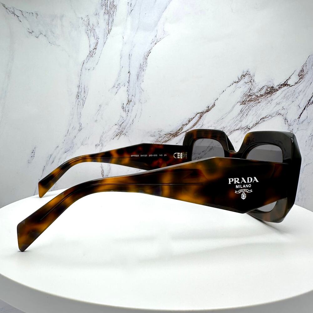 New PRADA Sunglasses Brown Juniper Tortoise Gray Lens Square - Picture 15 of 16